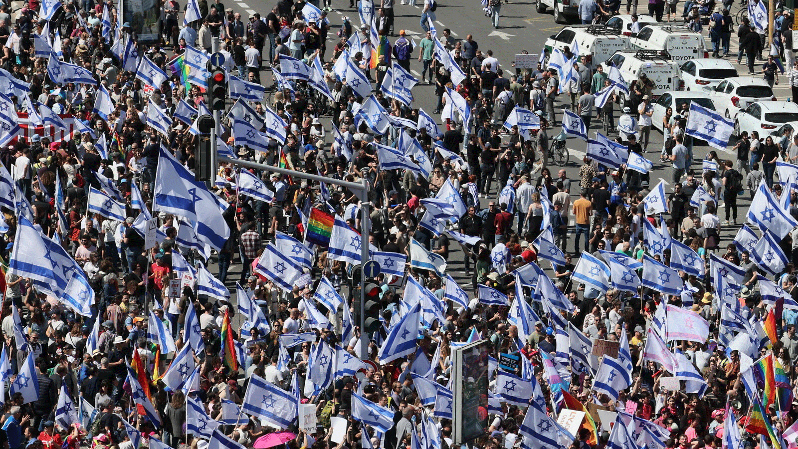 إسرائيليون يحتجون على مشروع قانون الإصلاح القضائي المثير للجدل في تل أبيب. 9 آذار\ مارس 2023