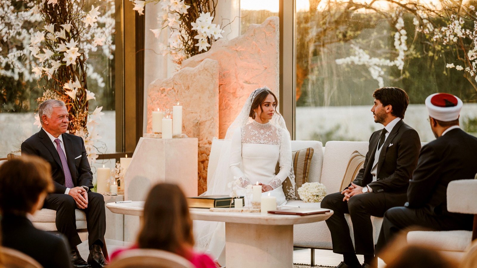 حفل زفاف الأميرة إيمان، ابنة العاهل الأردني الملك عبد الله الثاني والملكة رانيا، من جميل ألكساندر ترميوتس المتحدر من أصول يونانية (وكالة الأنباء الأردنية)