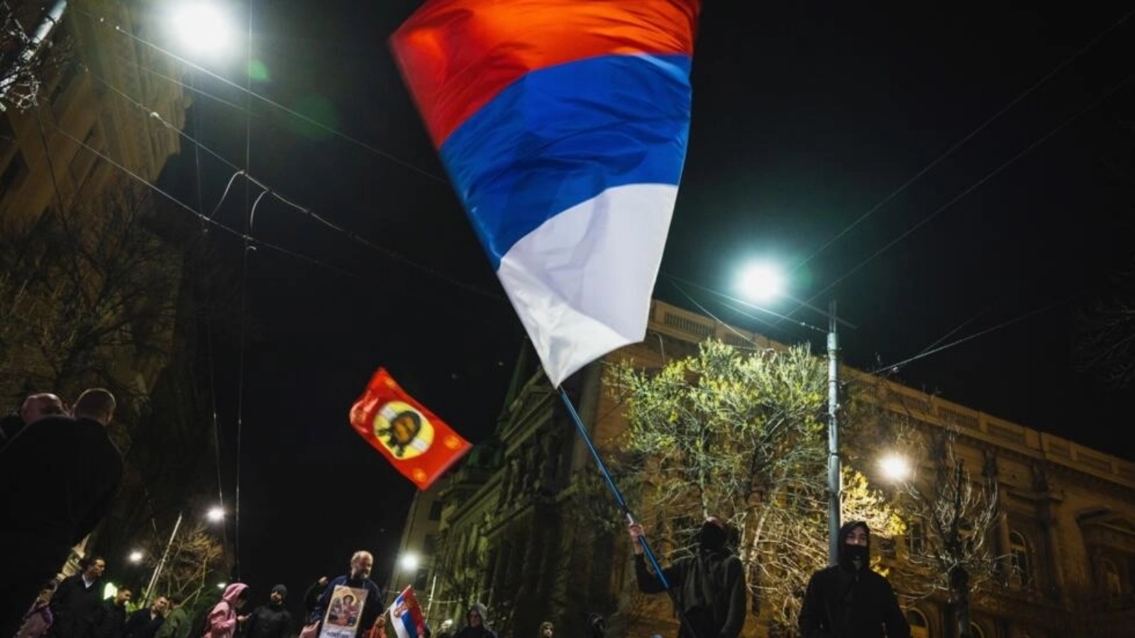 تظاهرة في بلغراد مساء الجمعة 17 مارس 2023 احتجاجاً على خطة أوروبية لتطبيع العلاقات بين صربيا وكوسوفو