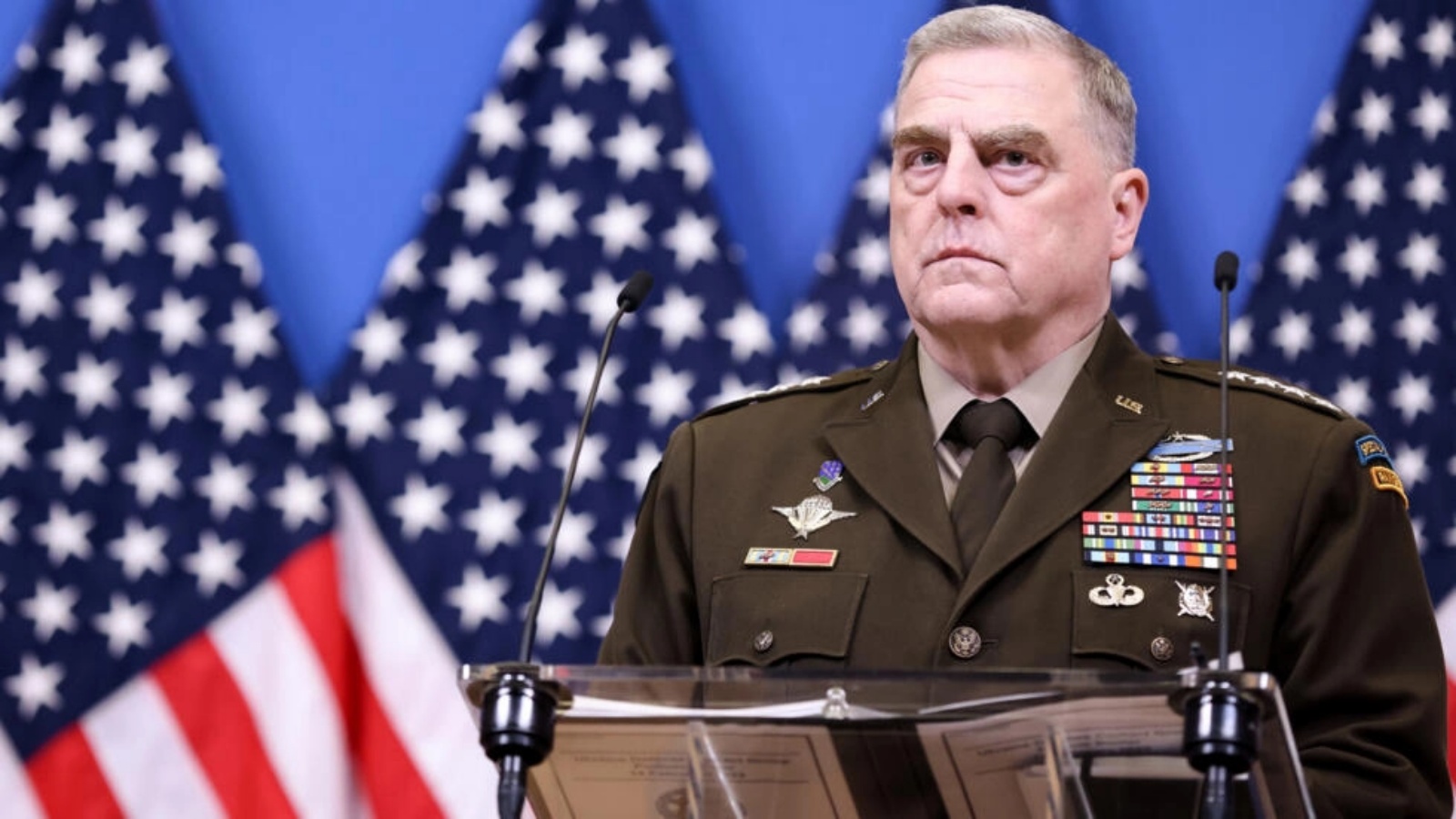 رئيس هيئة الأركان الأميركية المشتركة الجنرال مارك ميلي في مقر حلف الناتو ببروكسل في 14 فبراير 2023