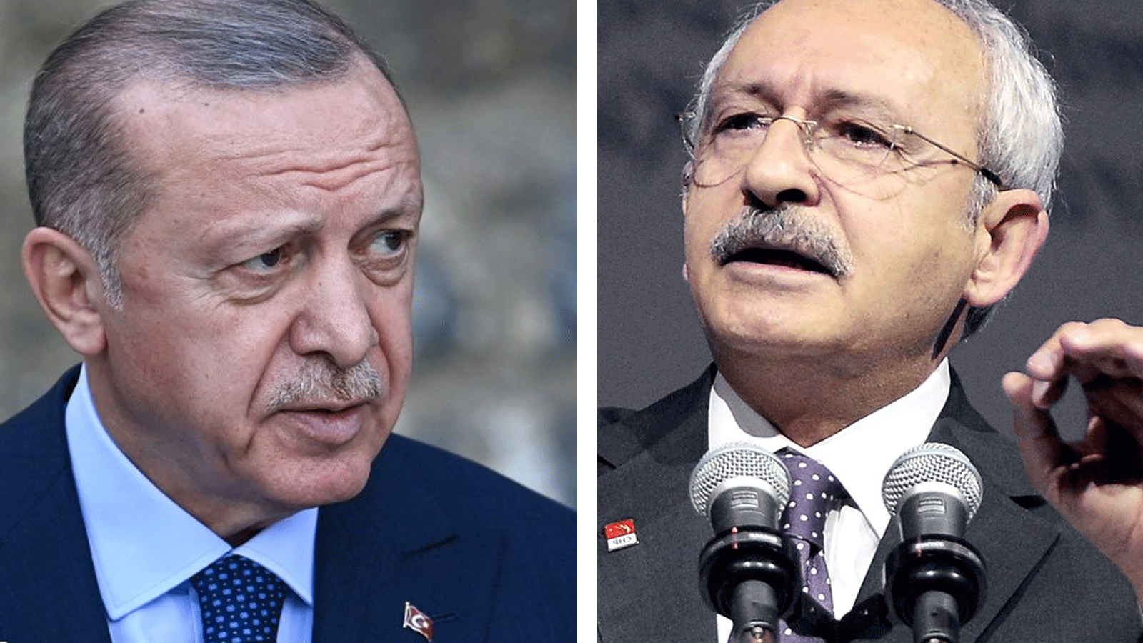 الرئيس التركي رجب طيب إردوغان ومنافسه الأقوى كمال كيليتشدار أوغلو