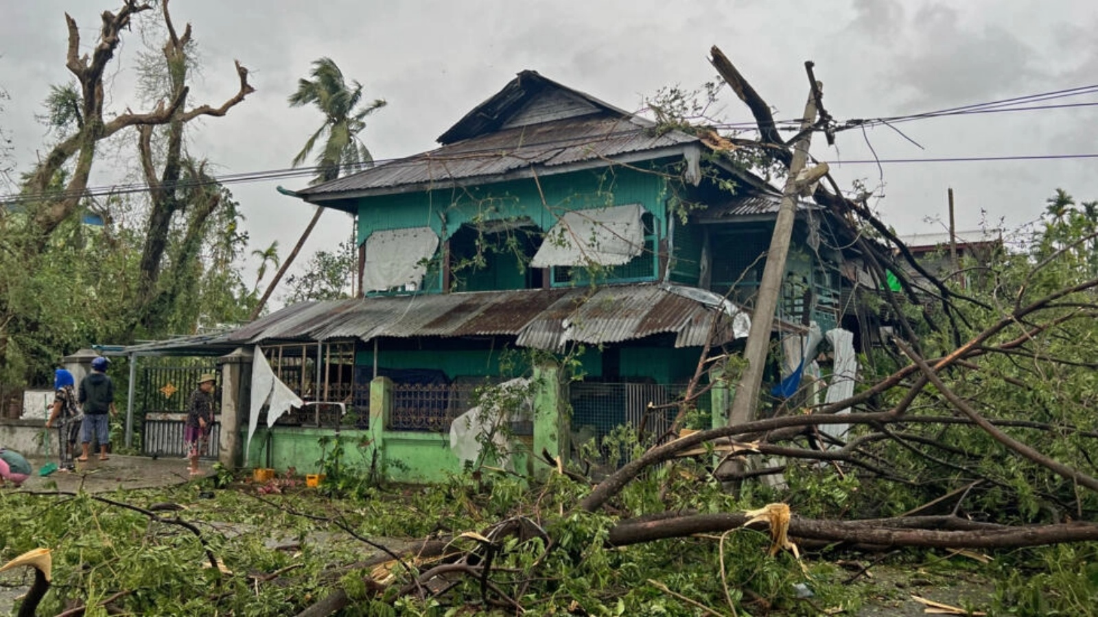 صورة مؤرخة في 14 مايو 2023 من ولاية راخين في بورما عقب الإعصار موكا