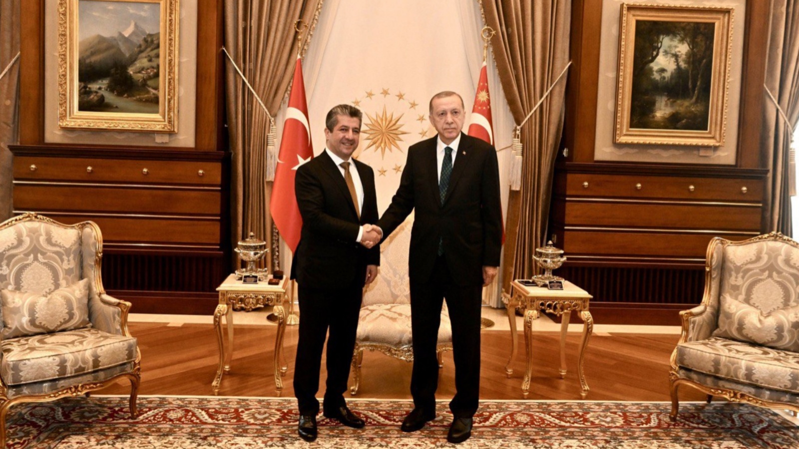 رئيس حكومة إقليم كردستان العراق ملتقياً في أنقرة الثلاثاء 20 يونيو 2023 مع الرئيس التركي رجب طيب أردوغان (مكتبه)