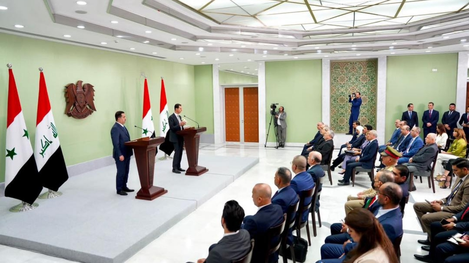 المؤتمر الصحافي المشترك للأسد والسوداني في دمشق الاحد 16 يوليو 2023 (رئاسة الحكومة)