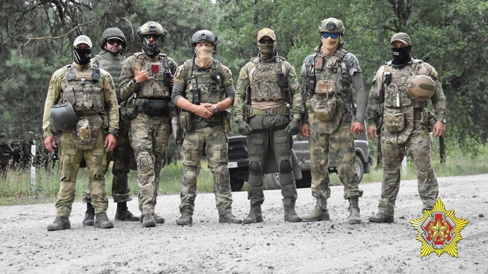 تُظهر هذه الصورة المنشورة في 20 يوليو 2023 على قناة تلغرام التابعة لوزارة الدفاع البيلاروسية ما يُقال إنه تدريب مشترك لمقاتلي فاغنر مع جنود القوات الخاصة البيلاروسية في أرض Brestsky العسكرية