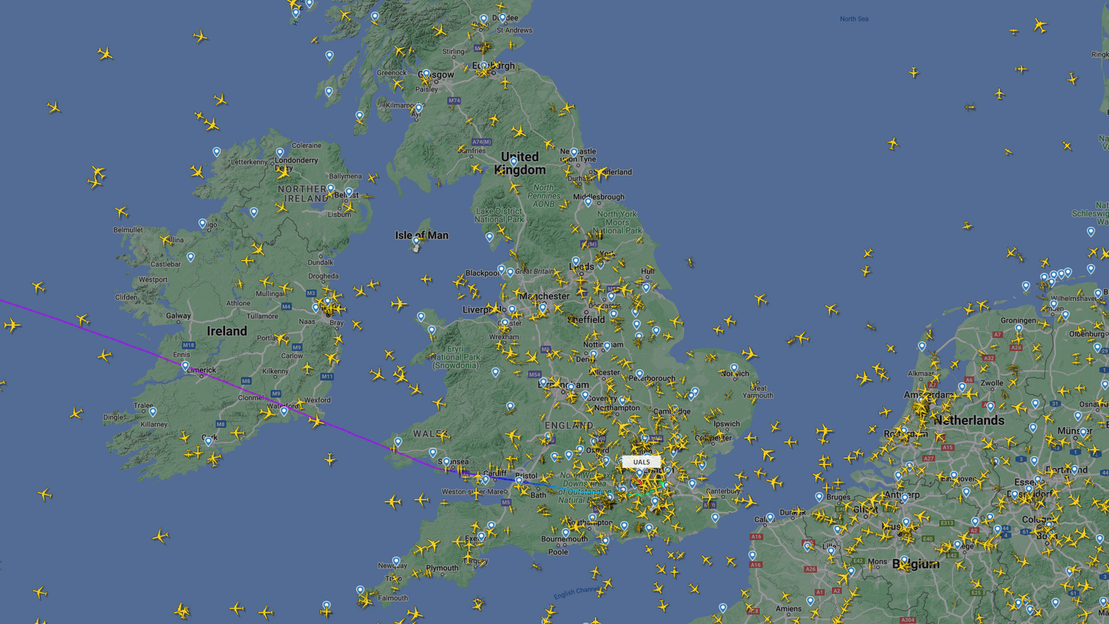 صورة بيانية من موقع Flightradar24 تشير إلى تأخير بعض الرحلات الجوية
