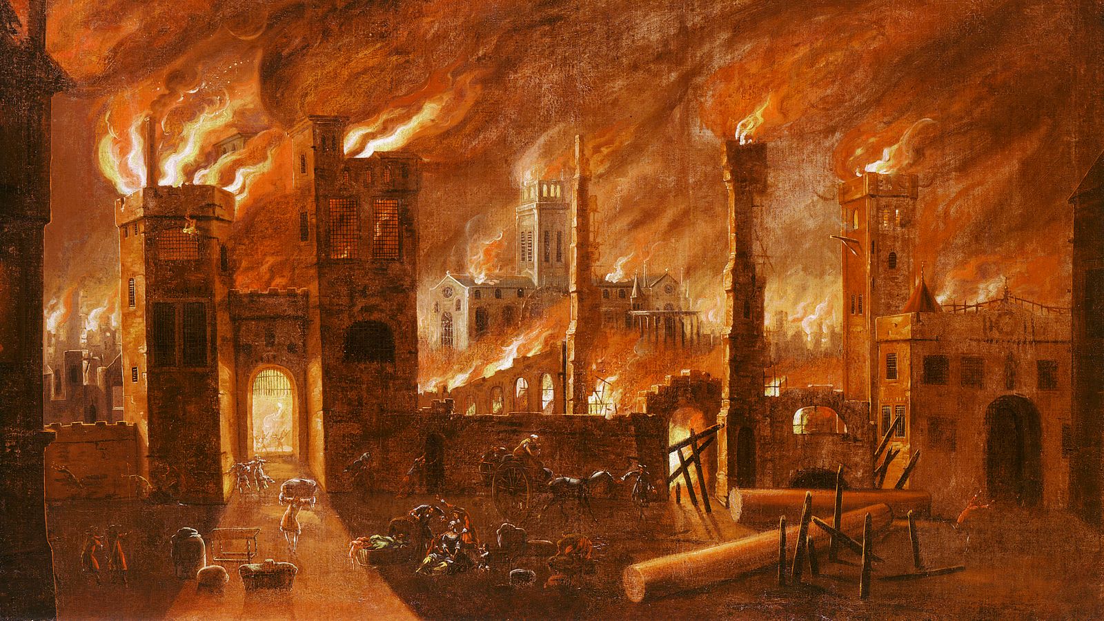 لوحة تاريخية تمثل حريق لندن الكبير 