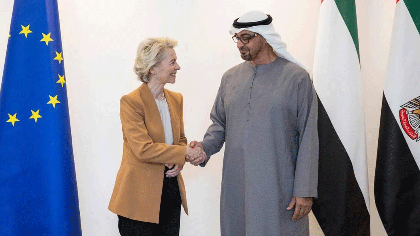 رئيس دولة الإمارات الشيخ محمد بن زايد آل نهيان يستقبل رئيسة المفوضية الأوروبية أورسولا فون دير لايين في أبو ظبي