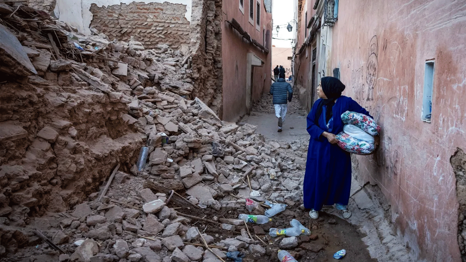 لقطة من مخلفات الزلزال في مدينة مراكش التاريخية