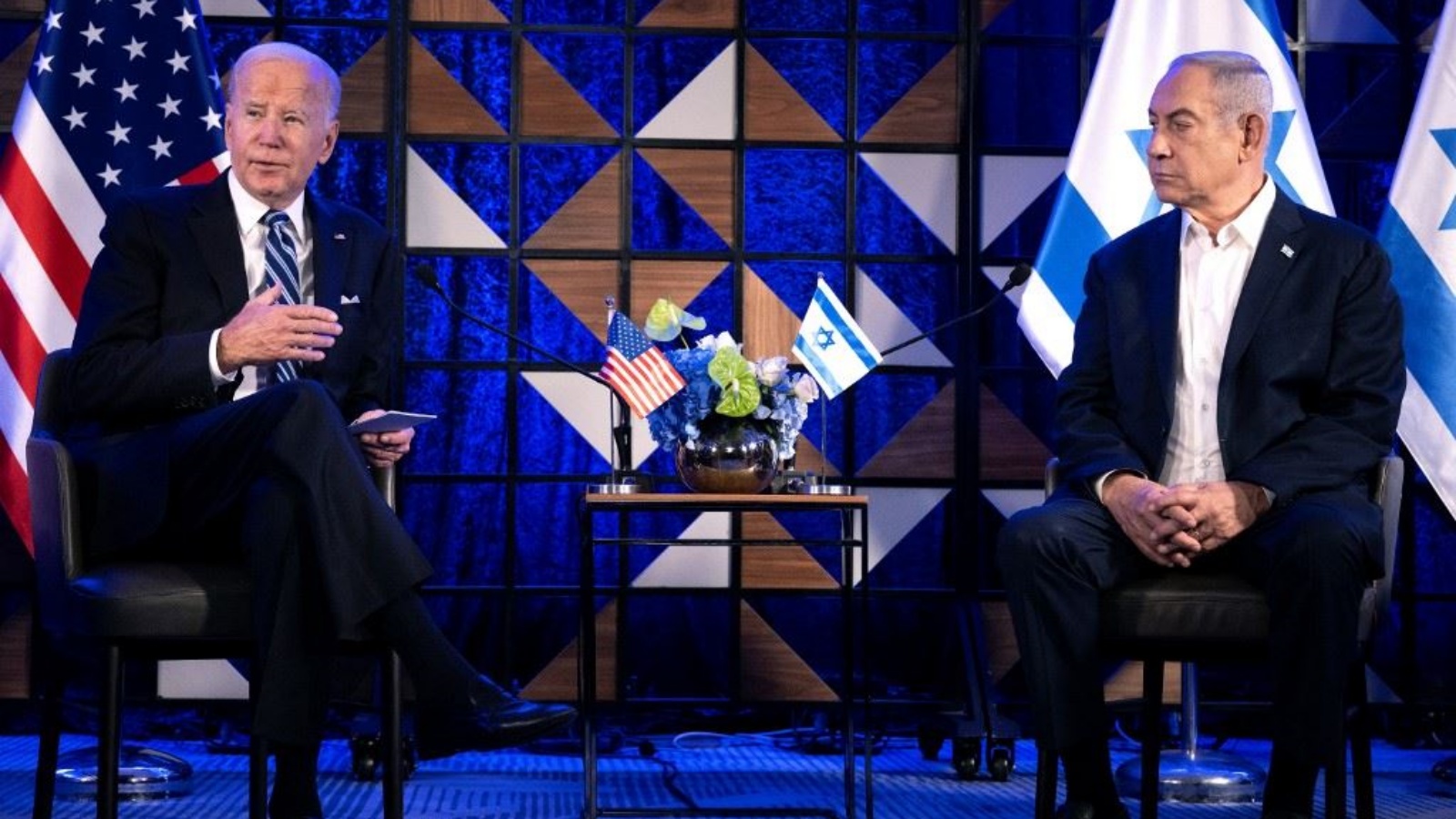 بايدن ونتنياهو خلال اجتماعهما في تل أبيب 18 أكتوبر 2023