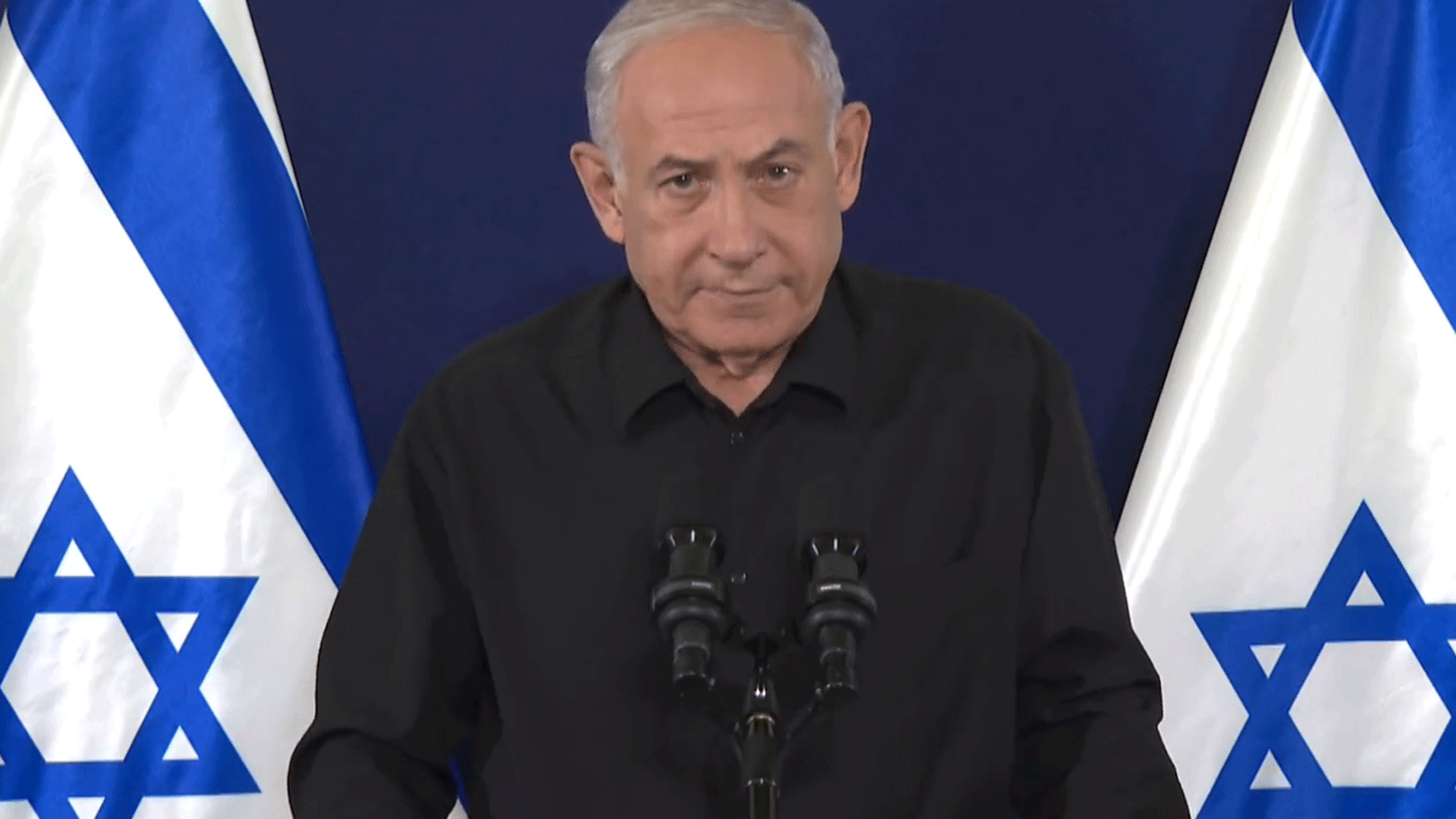 لقطة من الفيديو الذي تحدث فيه رئيس الوزراء الإسرائيلي بنيامين نتانياهو عن وقائع الحرب اليوم الأربعاء 1 نوفمبر/تشرين الثاني 2023