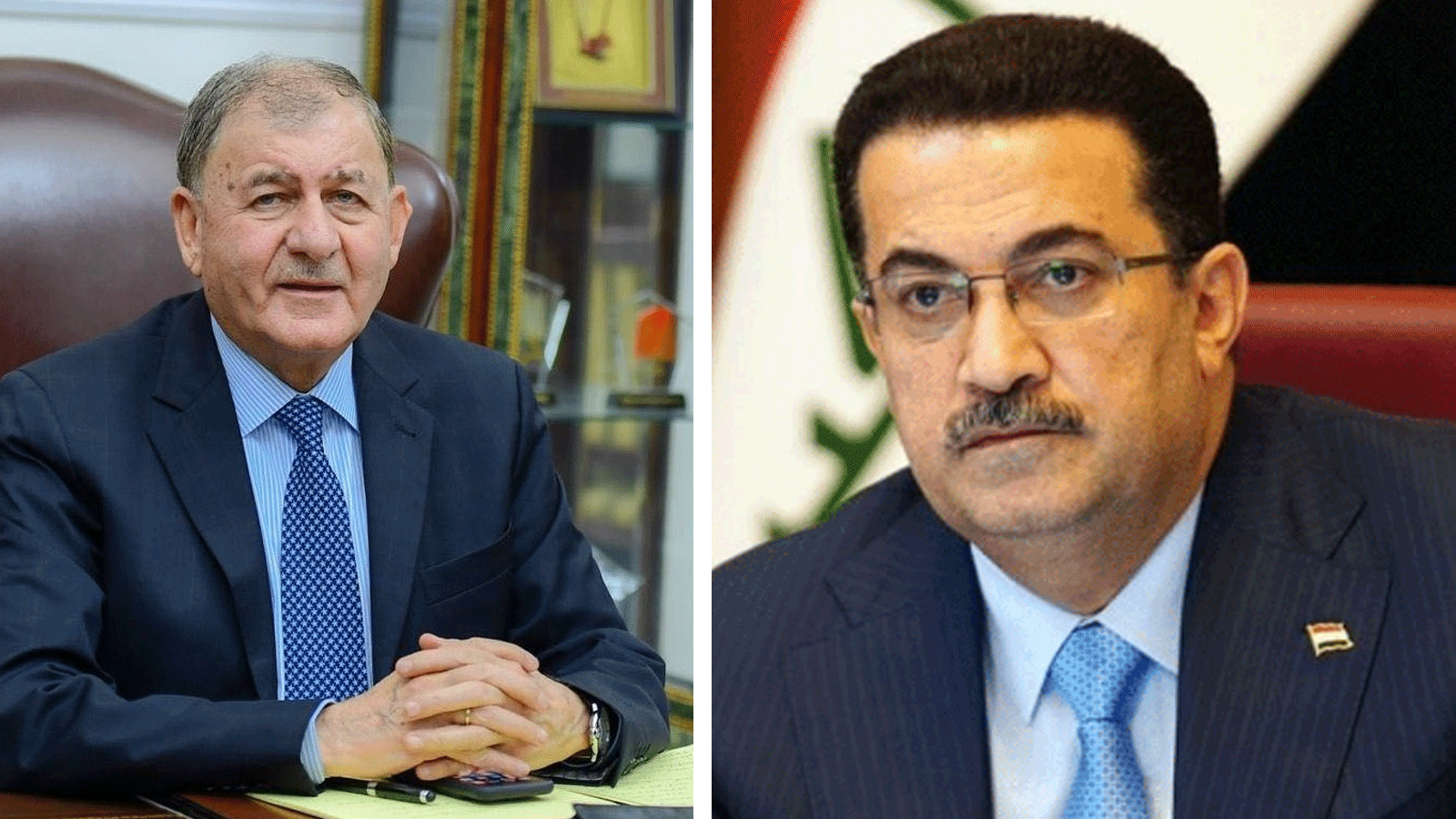 رئيسا جمهورية ووزراء العراق عبداللطيف رشيد ومحمد شياع السوداني