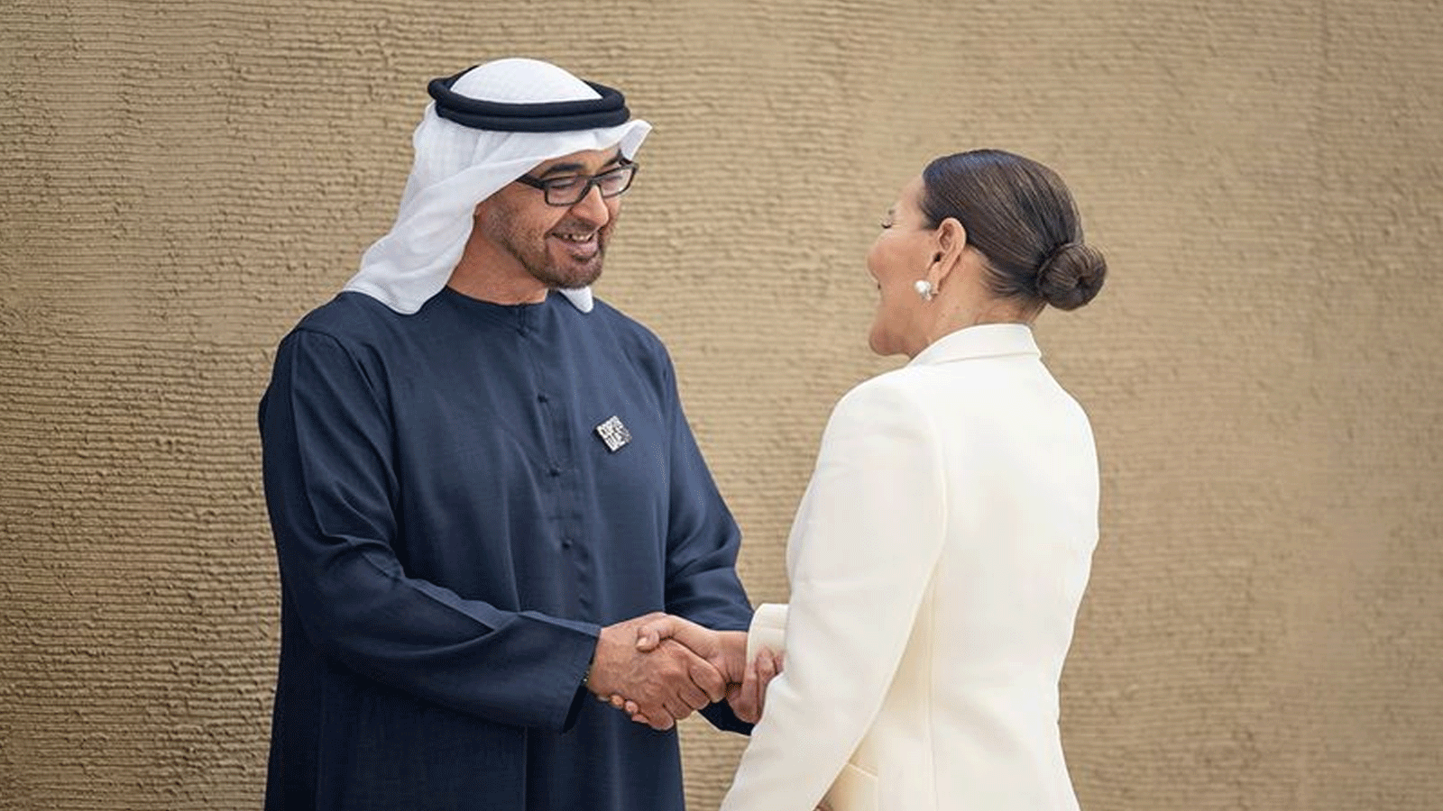 الأميرة المغربية للاحسناء تصافح رئيس دولة الإمارات الشيخ محمد بن زايد في مؤتمر الأطراف