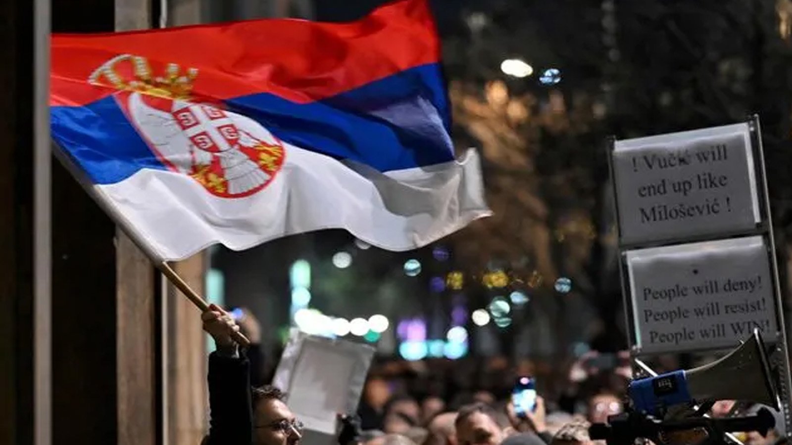 لقطة أرشيفية لتظاهرة للمعارضة الصربية