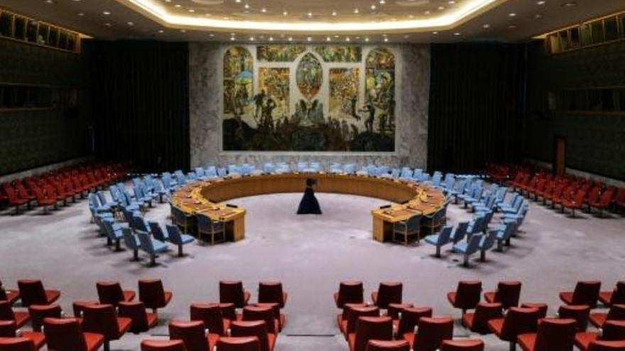 قاعة مجلس الأمن الدولي في نيويورك فارغة في 20 ك1/ديسمبر 2023