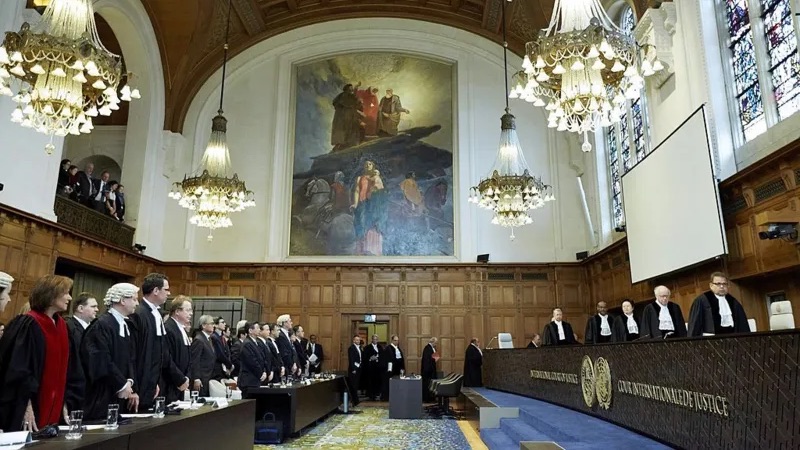 AFP VIA GETTY IMAGES | القاعة الرئيسية لمحكمة العدل الدولية في لاهاي