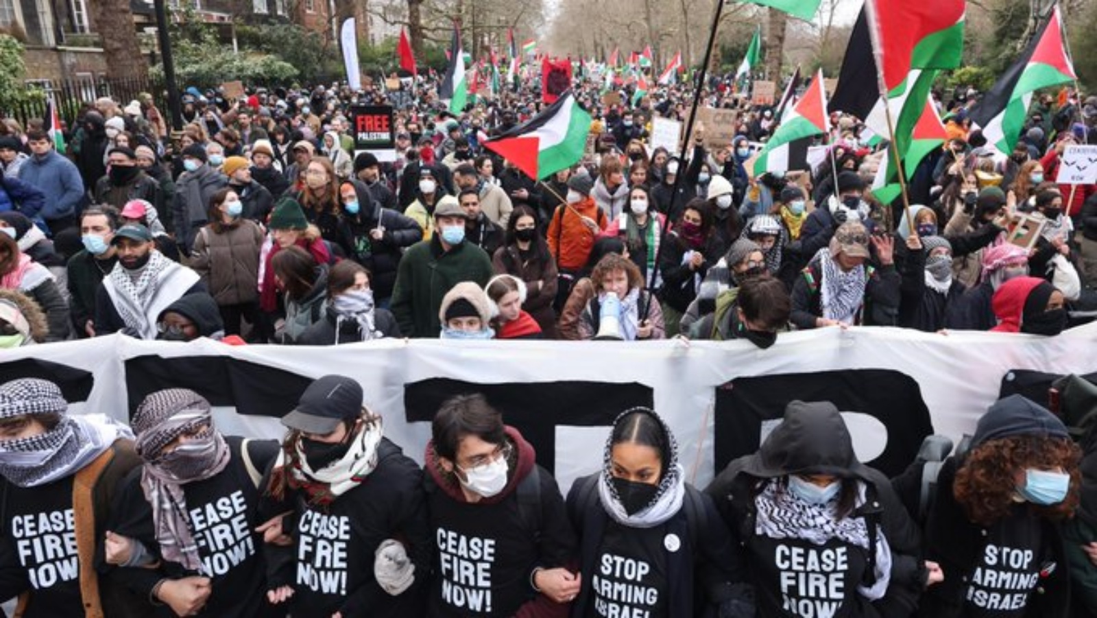 جانب من مظاهرة لندن المؤيدة للفلسطينيين السبت 