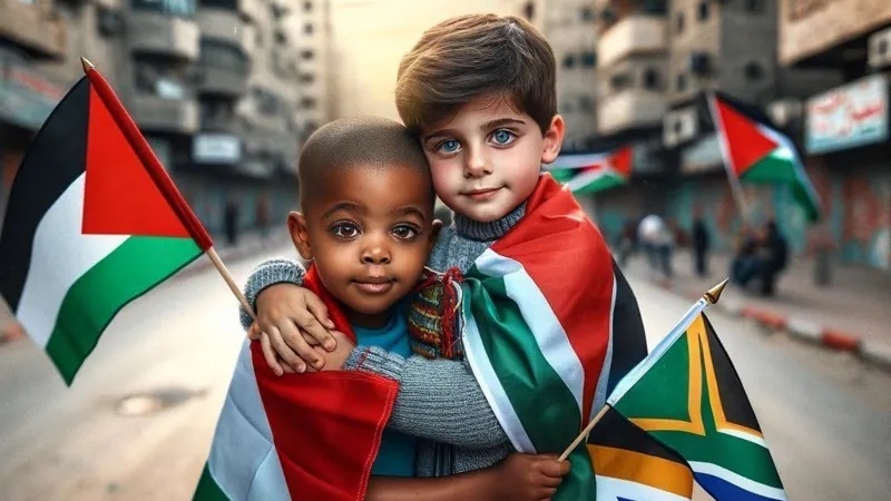 AWNI ESHTAIWE | تداول المستخدمون صوراً تعبّر عن التضامن الفلسطيني الجنوب أفريقي