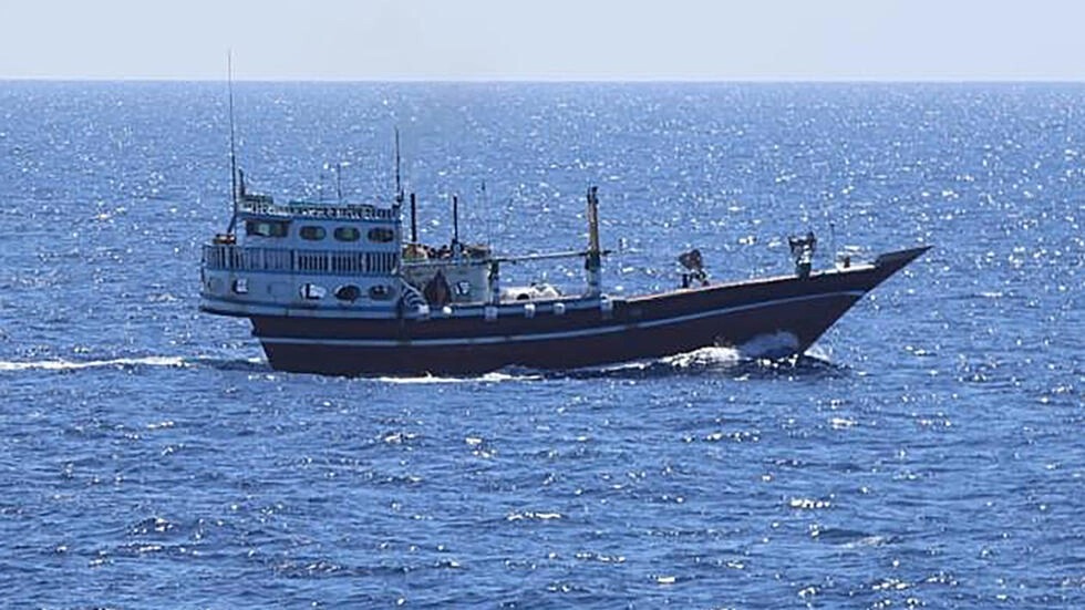 صورة وزعتها البحرية الهندية في 29 كانون الثاني/يناير 2024 تظهر السفينة الايرانية بعد تحريرها قبالة سواحل الصومال