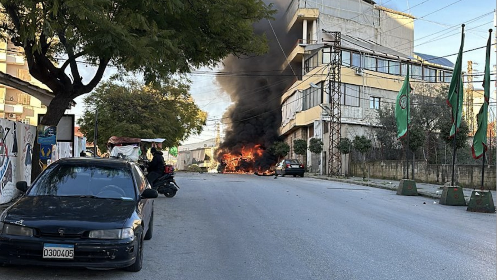 صورة من مكان الاستهداف في النبطية جنوب لبنان (متداولة في مواقع التواصل الاجتماعي)
