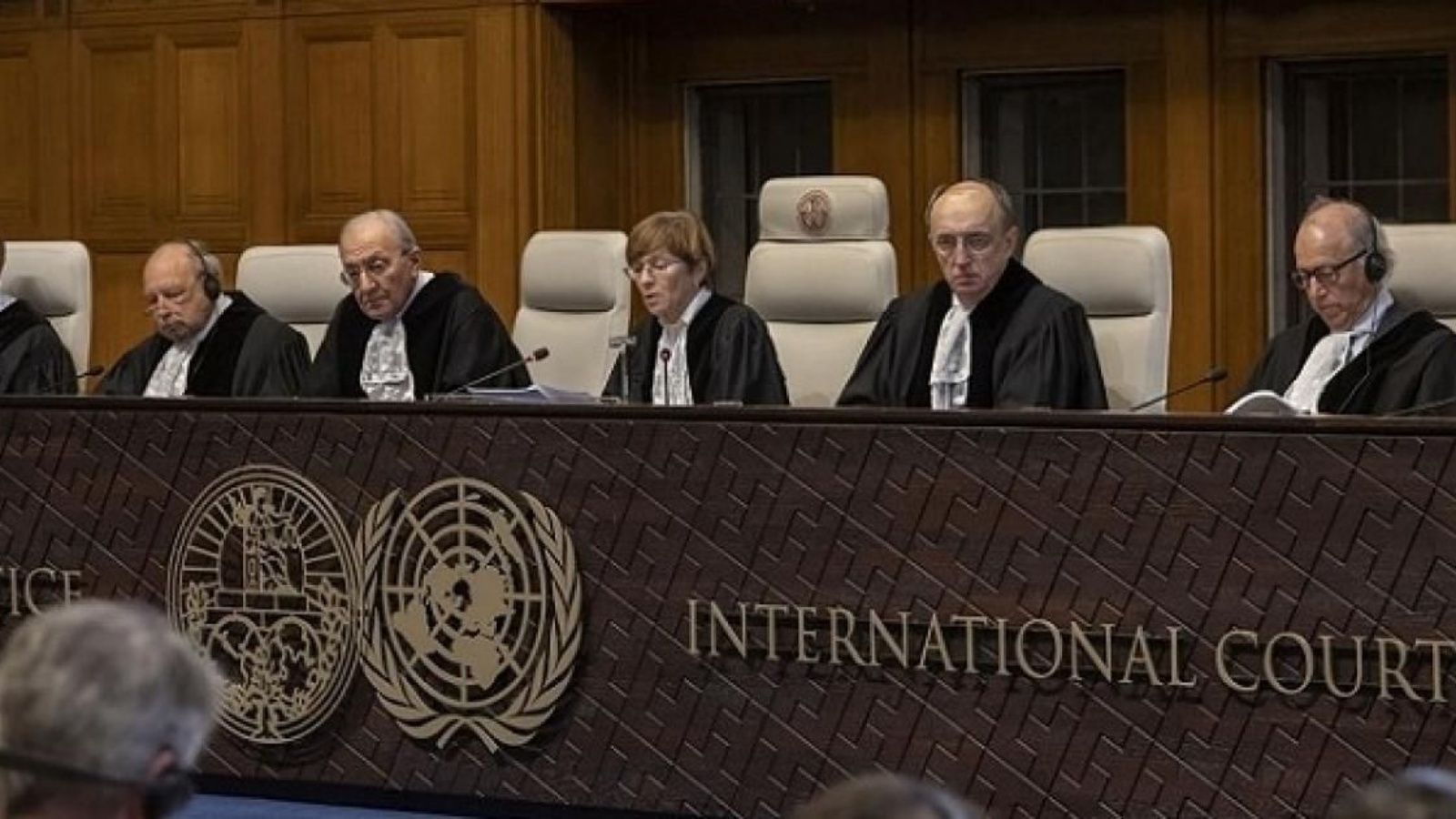 جانب من جلسات قضاة محكمة العدل الدولية في لاهاي 