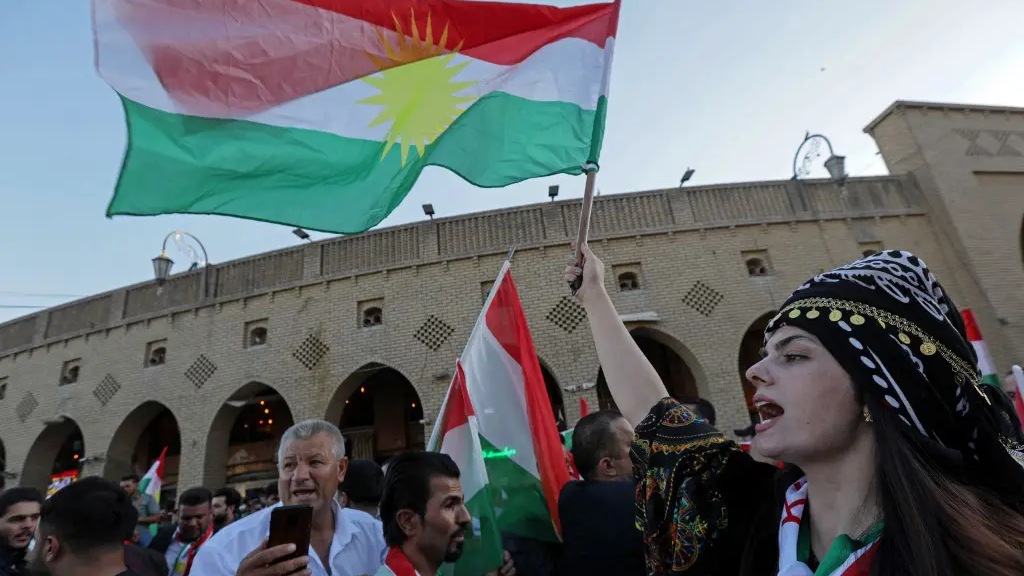الأكراد يحيون الذكرى الخامسة للاستفتاء على استقلال إقليم كوردستان في أربيل، في 25 سبتمبر 2022