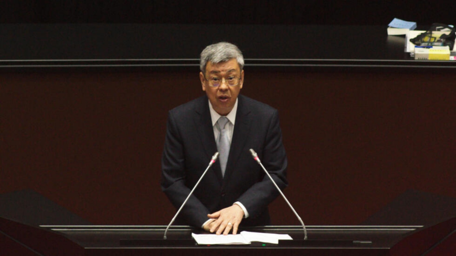 رئيس الوزراء التايواني تشن شيان-جين في البرلمان في تايبيه بتاريخ 20 شباط (فبراير) 2024