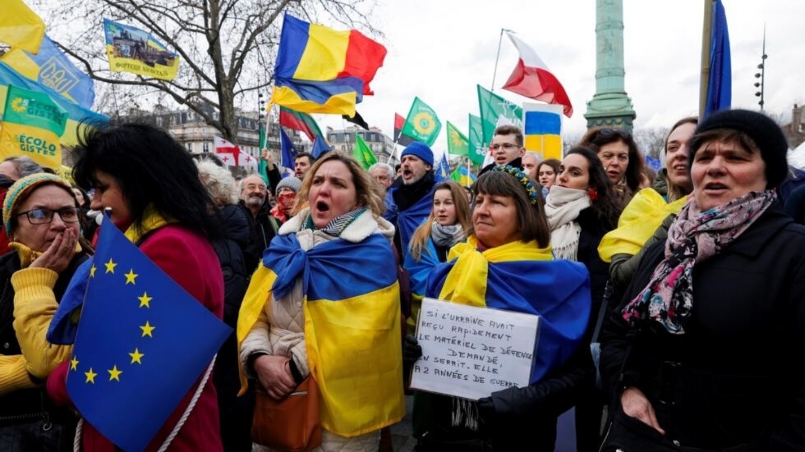 تظاهرة في باريس دعما لاوكرانيا في 24 شباط (فبراير) 2024 