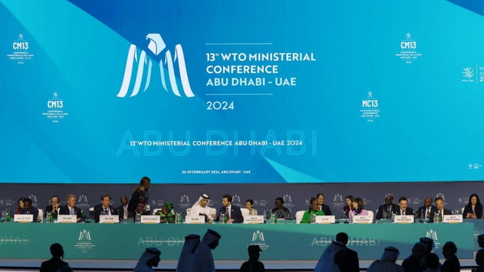 مندوبون يحضرون المؤتمر الوزاري الـ13 لمنظمة التجارة العالمية في أبوظبي 26 شباط (فبراير)2024 
