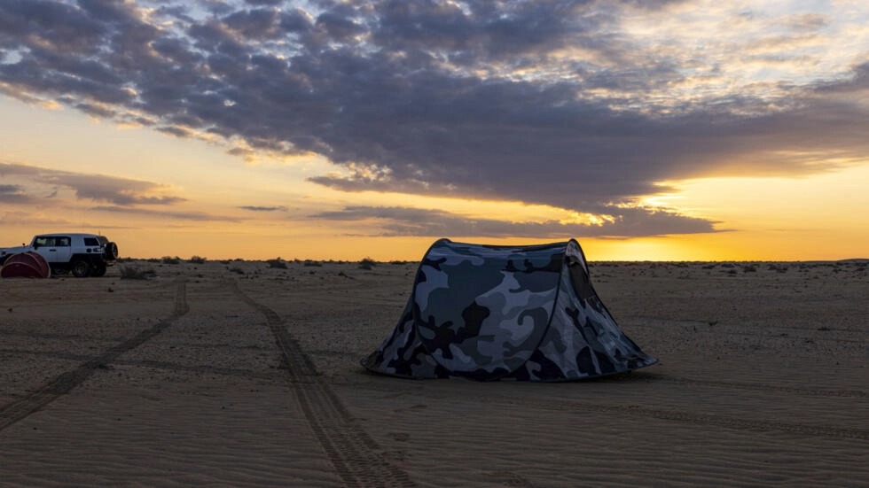 خيمة نصبت في صحراء السماوة العراقية في صورة مؤرخة الثالث من شباط/فبراير 2024