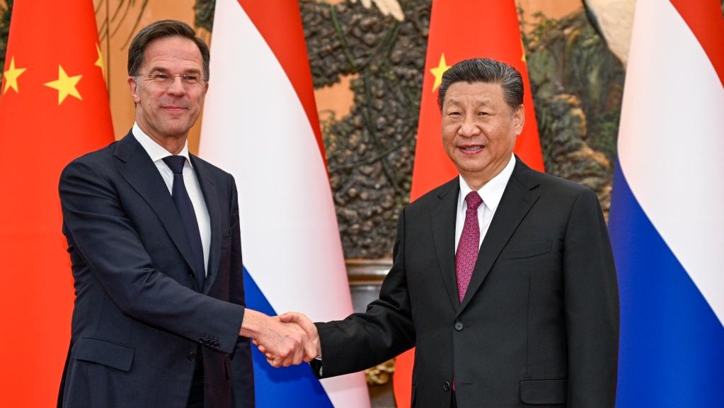 الرئيس الصيني شي جين بينغ خلال استقباله رئيس وزراء هولندا مارك روته
