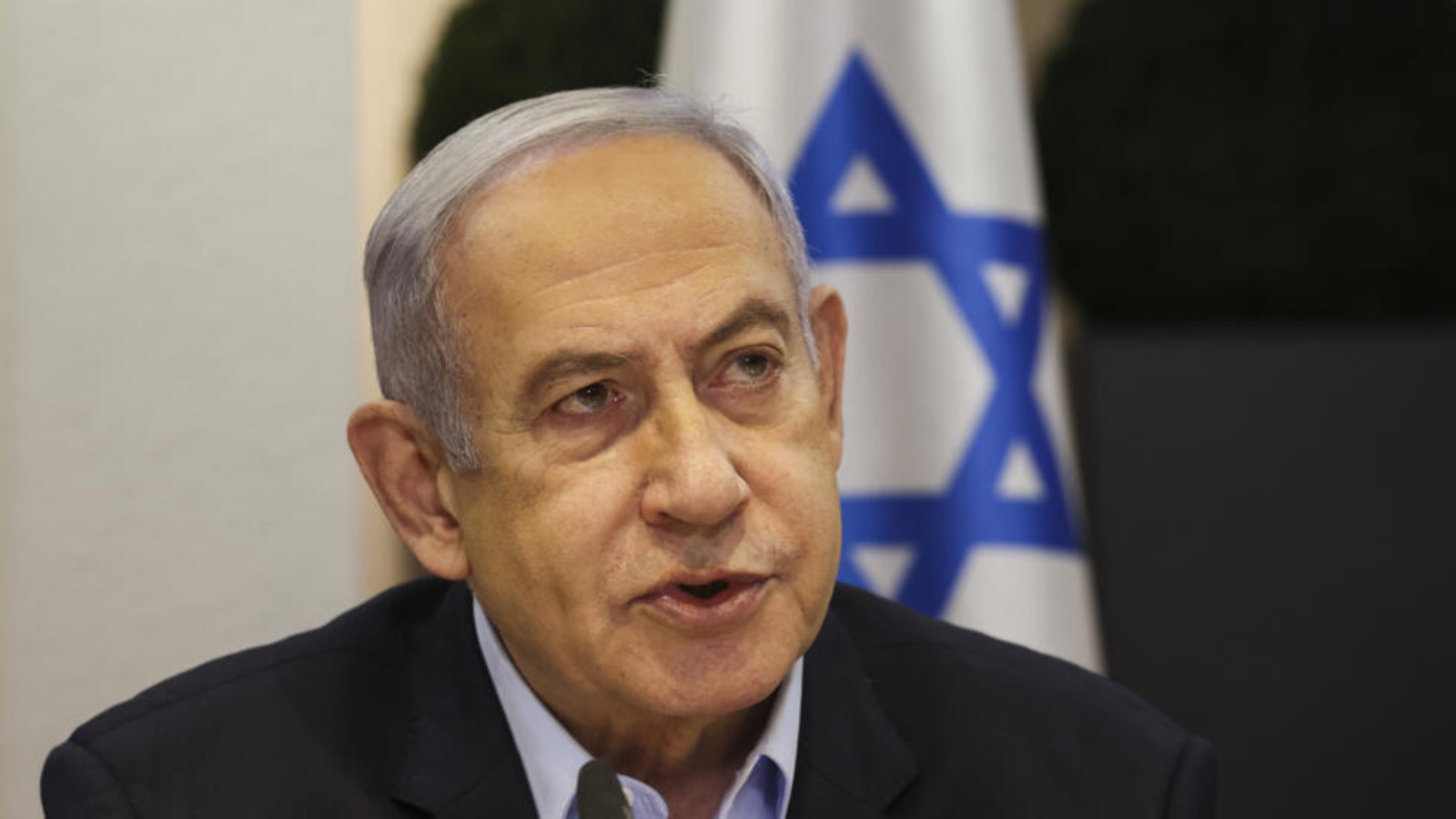 رئيس الوزراء الاسرائيلي بنيامين نتانياهو خلال اجتماع حكومي في وزارة الدفاع بتل أبيب في 7 شباط (فبراير) 2024 