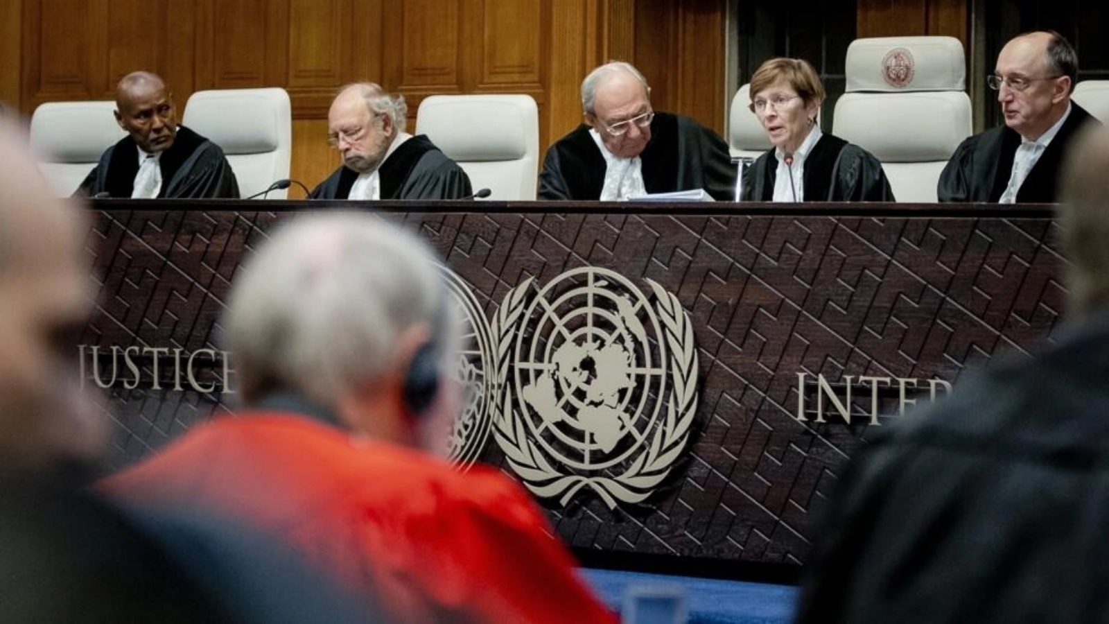 صورة لقضاة في محكمة العدل الدولية في لاهاي، في 12 كانون الثاني (يناير) 2024. 