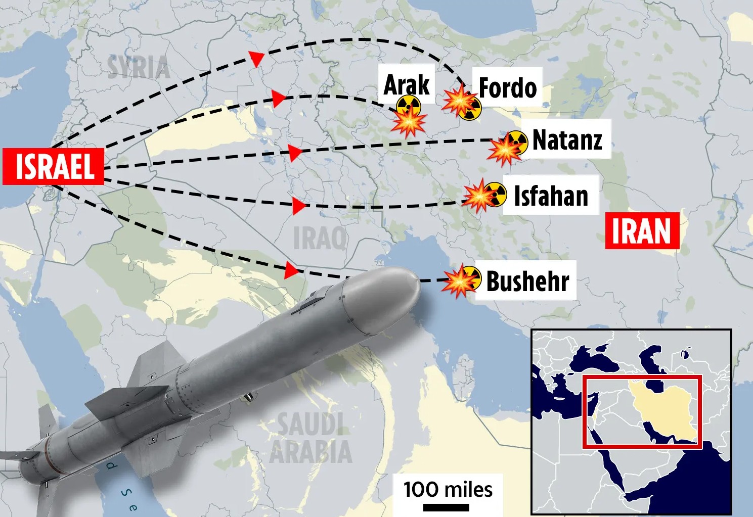 المفاعلات النووية الإيرانية التي يمكن أن تكون أهدافا لضربات إسرائيلية 
