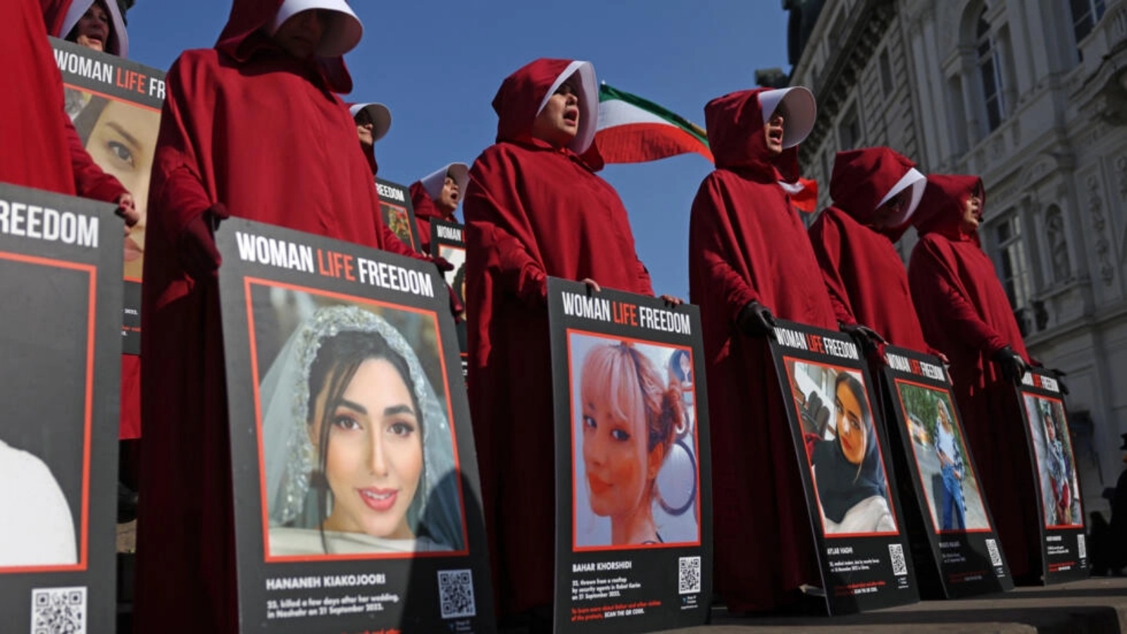 تظاهرة في لندن للمطالبة بحقوق النساء في إيران في الثامن من آذار (مارس) 2024 