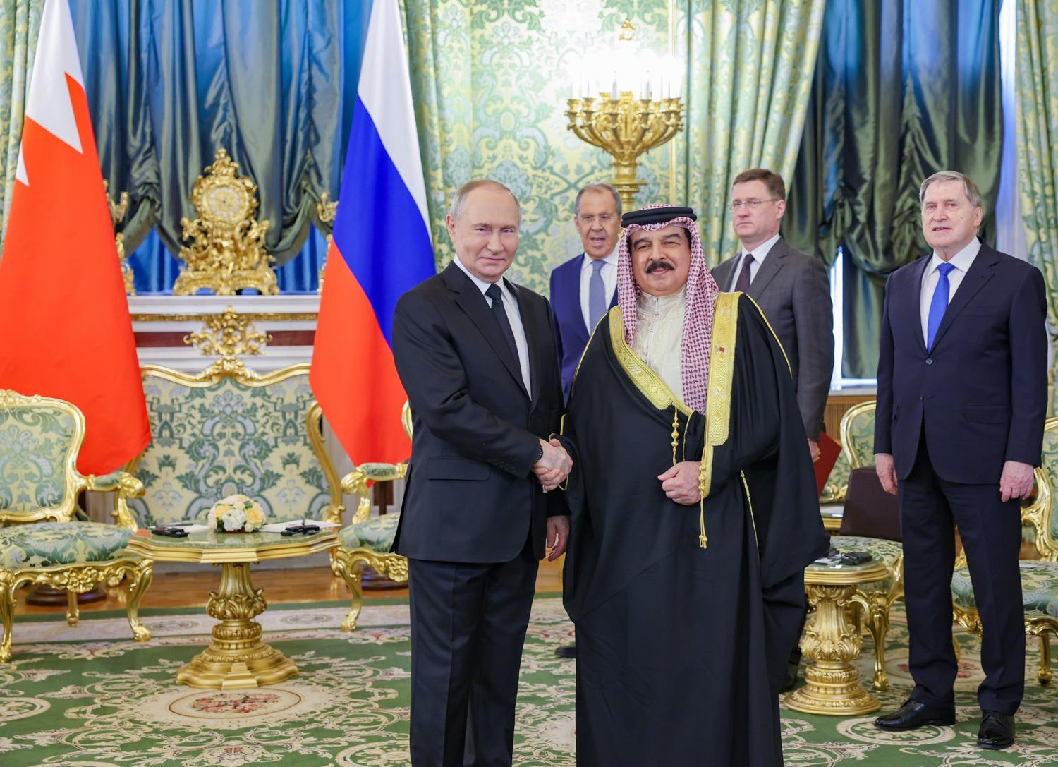 الرئيس بوتين لدى استقباله لعاهل البحرين في الكرملين اليوم