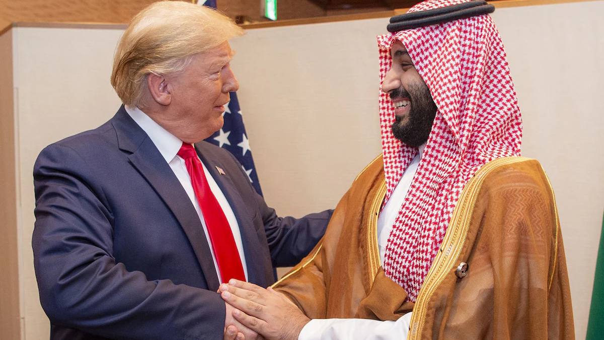 لقاء بين ترامب والأمير محمد بن سلمان على هامش قمة مجموعة العشرين في أوساكا، اليابان، في يونيو 2019