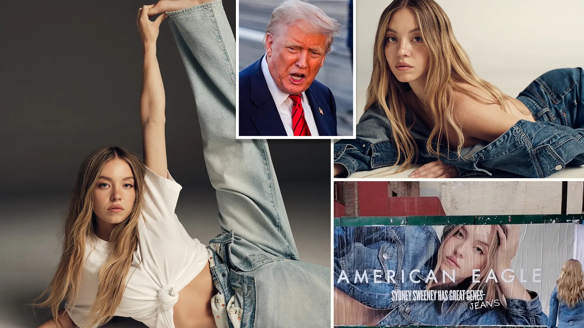 سيدني سويني في الإعلان المثير للجدل وفي الإطار الرئيس الأميركي دونالد ترامب