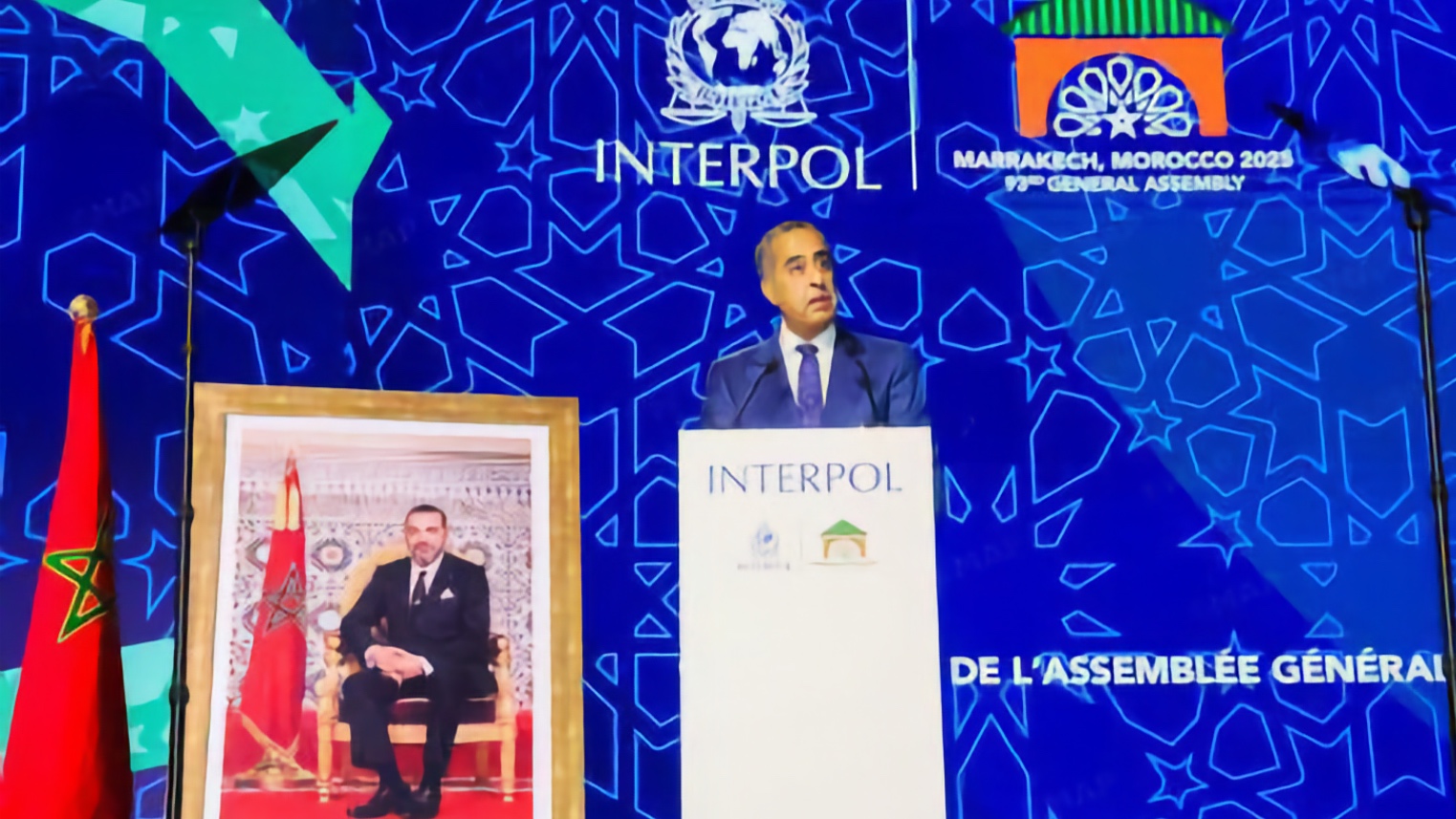 عبد اللطيف حموشي يلقي كلمة خلال افتتاح أشغال الدورة الـ 93 للجمعية العامة للمنظمة الدولية للشرطة الجنائية (أنتربول) بمراكش الاثنين