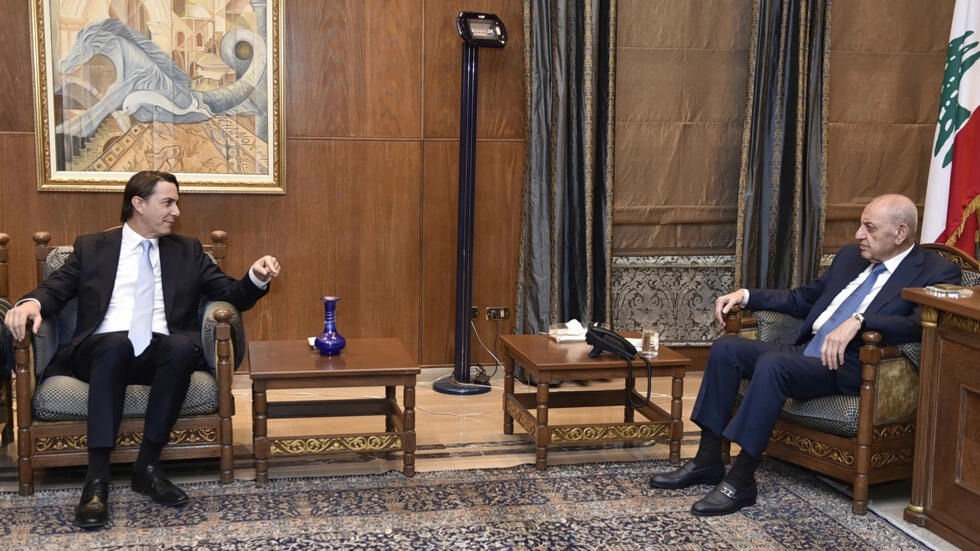 رئيس مجلس النواب اللبناني نبيه برّي يلتقي المستشار الأميركي آموس هوكشتاين في عين التينة، بيروت
