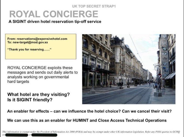 صورة من وثيقة تبرز مراقبة بريطانيا لحجوزات الفنادق الخاصة بالدبلوماسيين