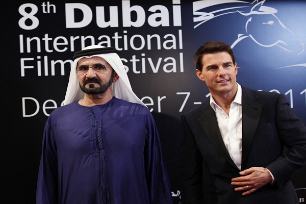 حاكم دبي مع الممثل توم كروز في الدورة الثامنة من المهرجان