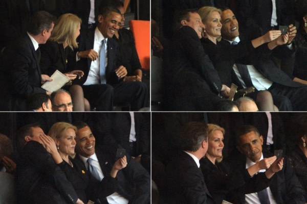 صورة مركبة تظهر اندماج أوباما بالمزاح مع رئيسة وزراء الدنمارك
