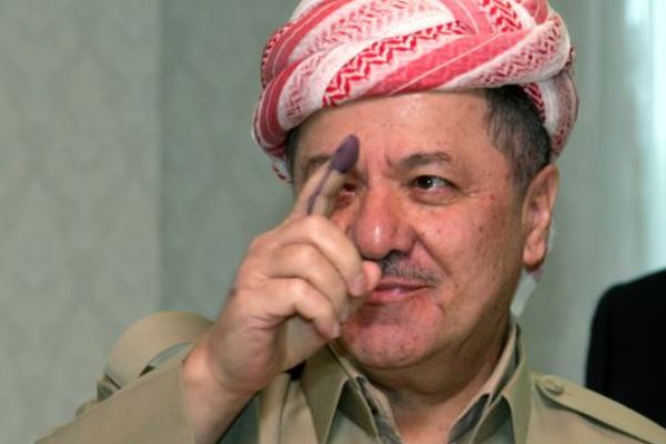 بارزاني بعد الادلاء بصوته في انتخابات كردستان العراق