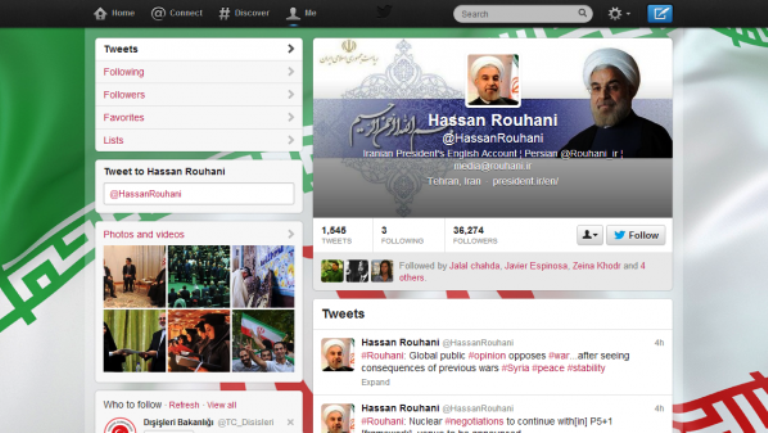 صفحة الرئيس الايراني الجديد على تويتر