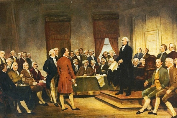 لوحة تمثل اجتماع اعلان الدستور 1787