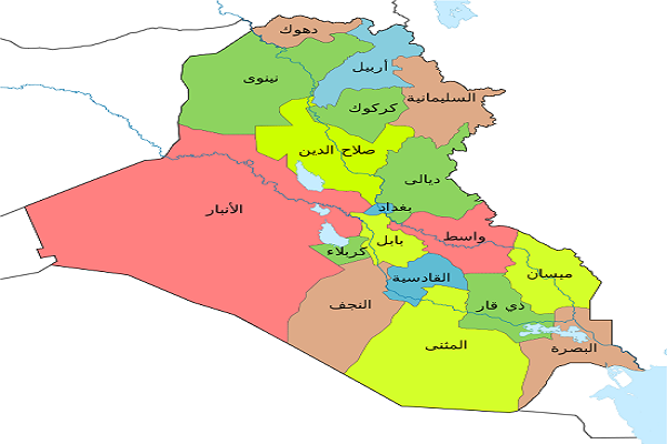 خارطة العراق الادارية الحالية