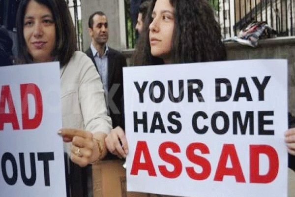 مظاهرة سورية تؤكد على ذهاب بشّار الأسد 