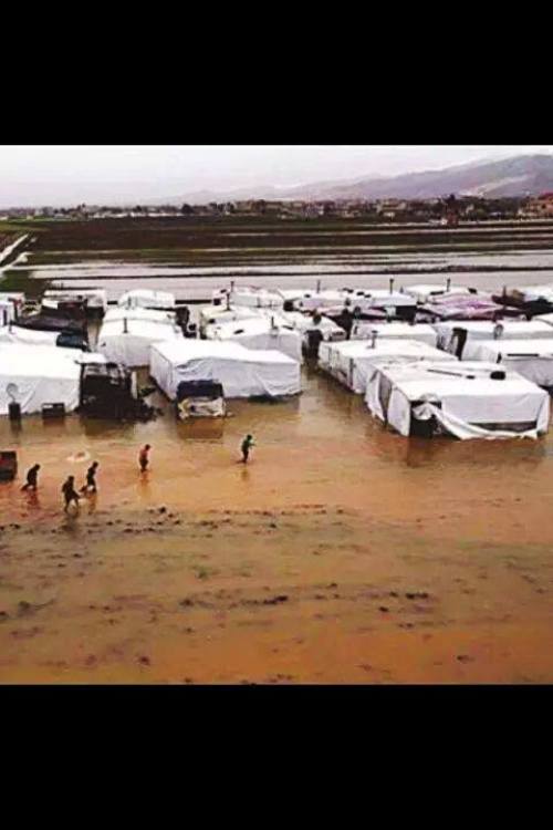 نازحون عراقيون وسط مياه الأمطار - عدسة إيلاف