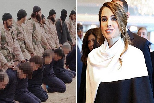 صورة مجمعة للملكة رانيا وإرهابيي داعش ـ ديلي ميل